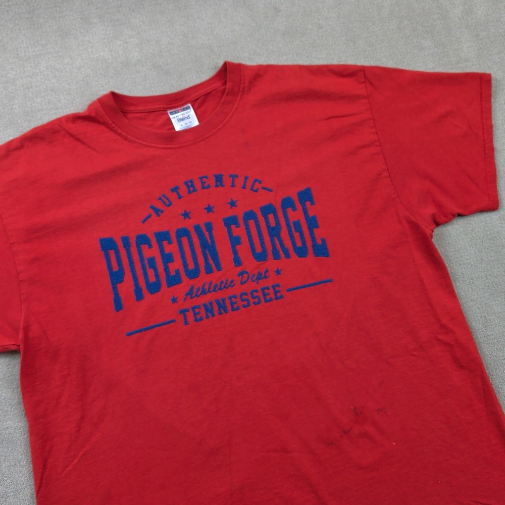 Jerzees Pigeon Forge Tennessee Shirt XL Mens Red Graphic Tee Athletic Dept